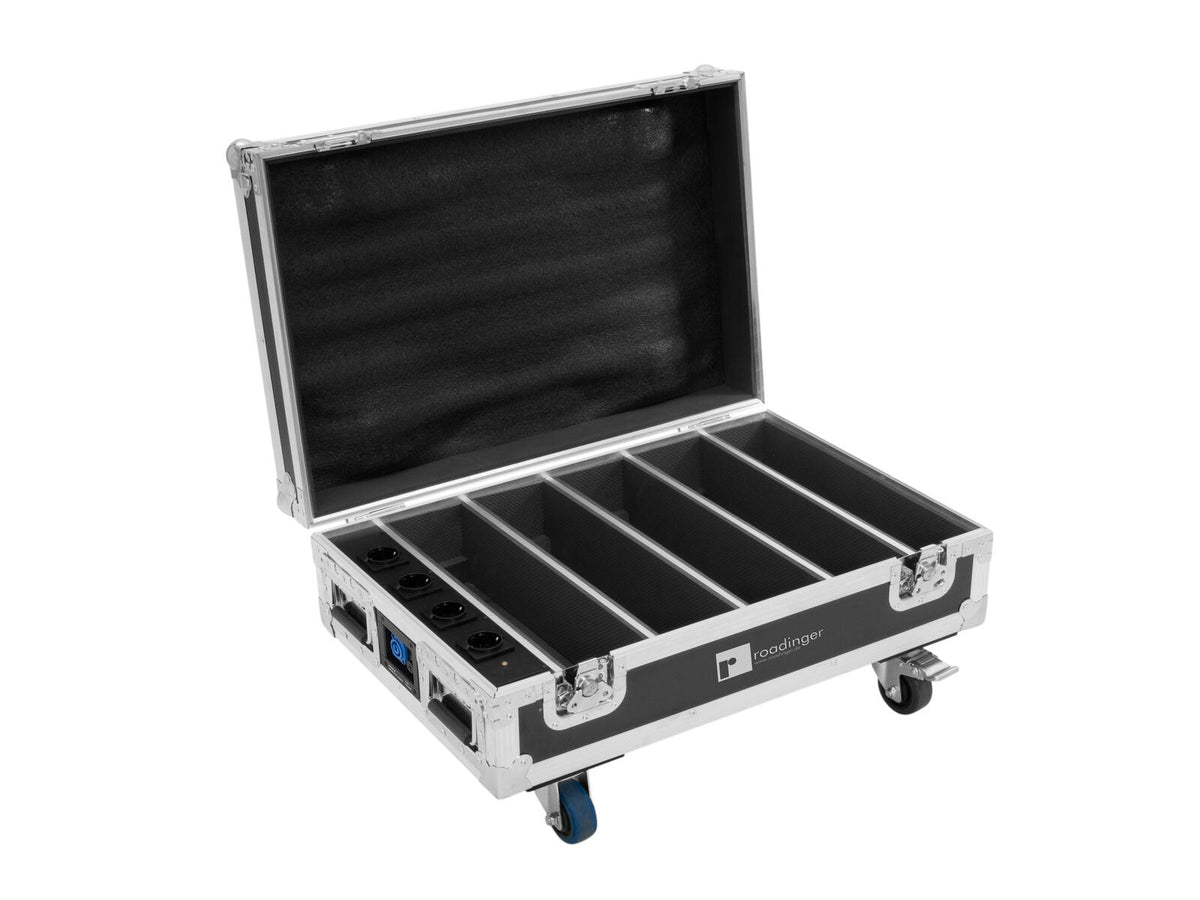 Roadinger Flightcase 4x AKKU BAR-6 Glow QCL Flex QuickDMX mit Ladefunktion – Ansicht 3