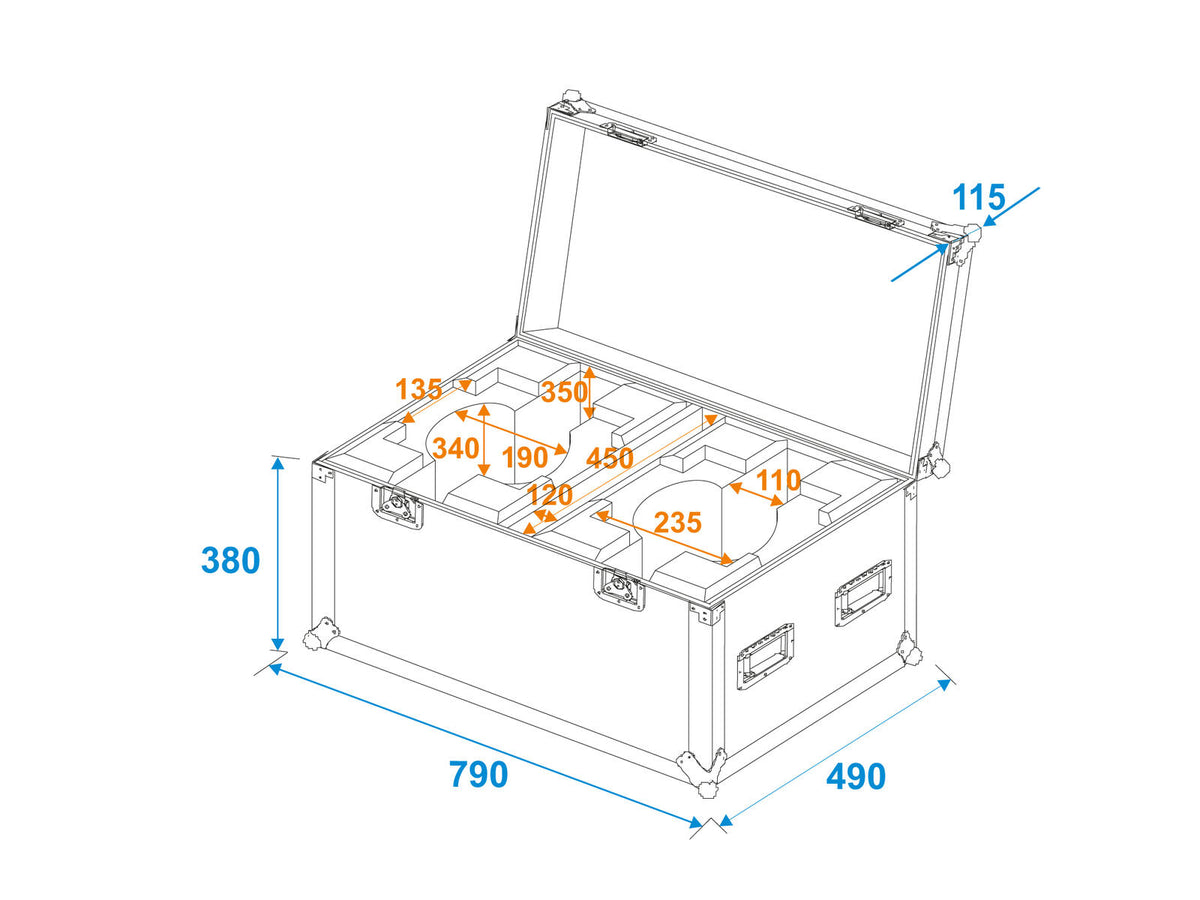 Roadinger Flightcase 2x LED TMH-X7 Moving head – Ansicht 5