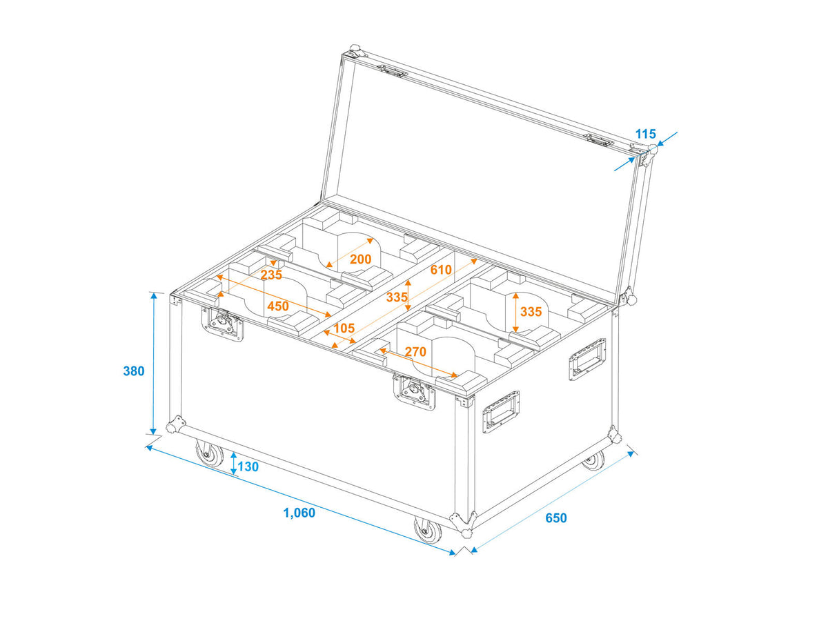 Roadinger Flightcase 4x LED TMH-X7 Moving head – Ansicht 5