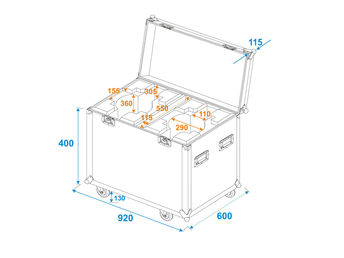 Roadinger Flightcase 2x LED TMH-X19 Moving head – Ansicht 5