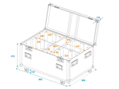 Roadinger Flightcase 4x LED TMH-X4 mit Rollen – Ansicht 8