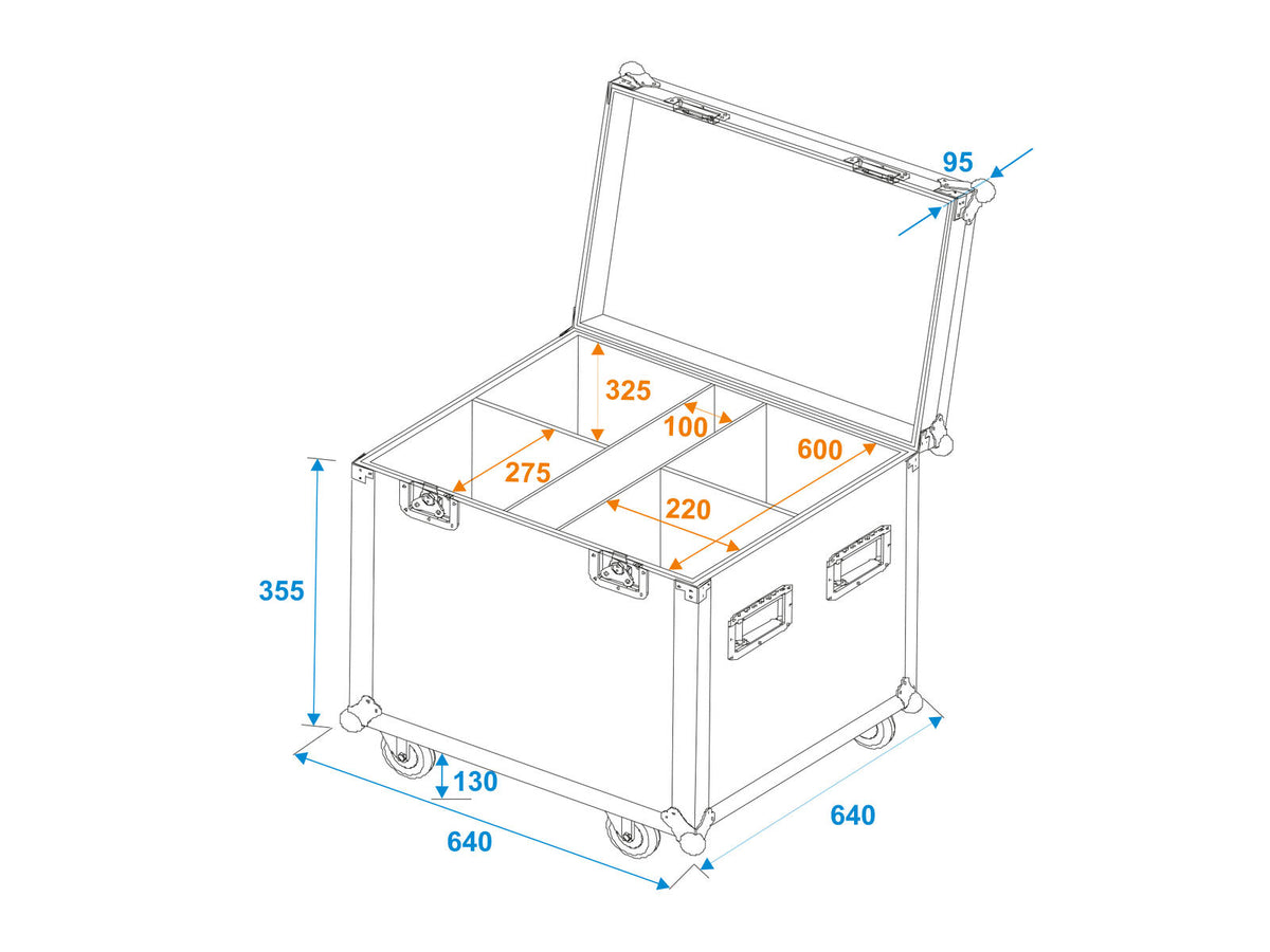 Roadinger Flightcase 4x LED Theatre COB 100 Serie mit Rollen – Ansicht 5