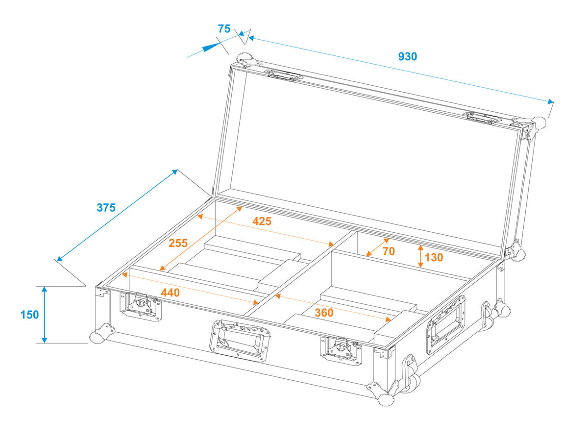 Roadinger Flightcase 2x LED TSL-1000 mit Trolleyfunktion – Ansicht 7