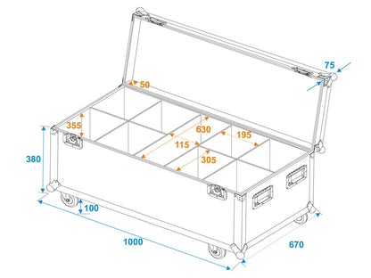 Roadinger Flightcase 8x LED IP PAR 12x8W QCL/12x9W SQL Spot mit Rollen – Ansicht 5