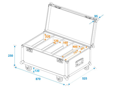 Roadinger Flightcase 4x LED CLS-18 QCL RGB/WW mit Rollen – Ansicht 5