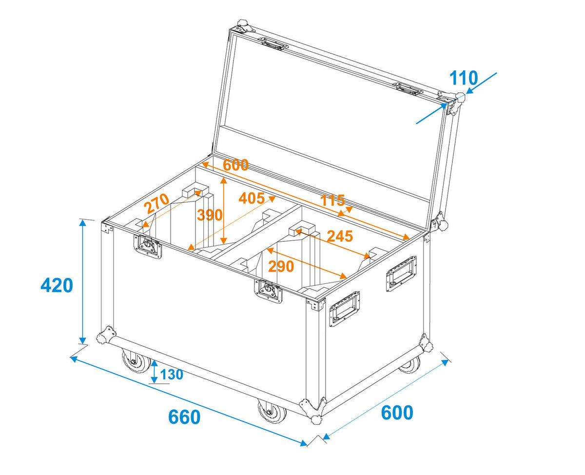 Roadinger Flightcase 2x EYE-1940 mit Rollen – Ansicht 5