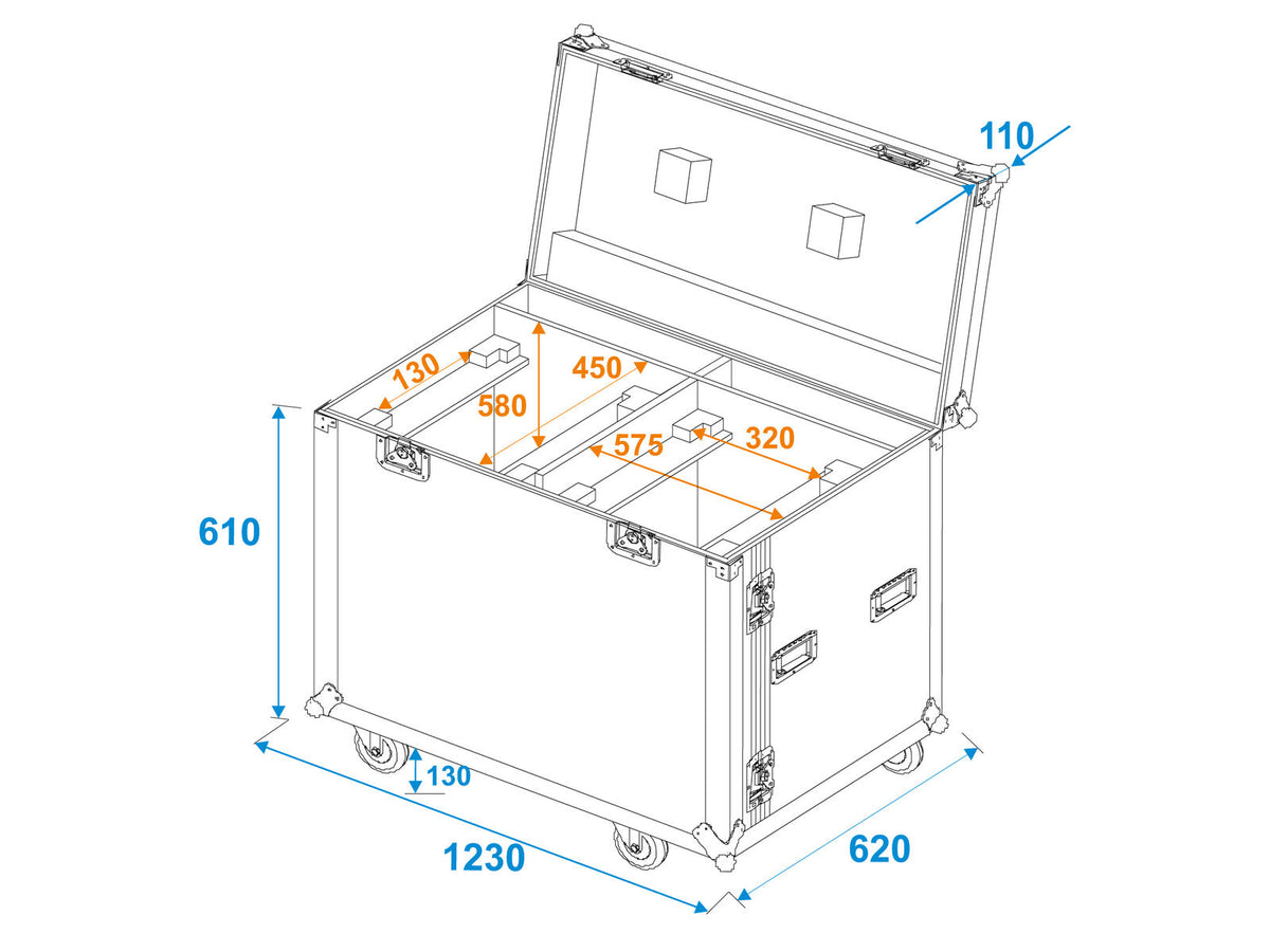 Roadinger Flightcase 2x DMH-640 mit Rollen – Ansicht 7