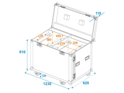 Roadinger Flightcase 2x DMH-640 mit Rollen – Ansicht 7
