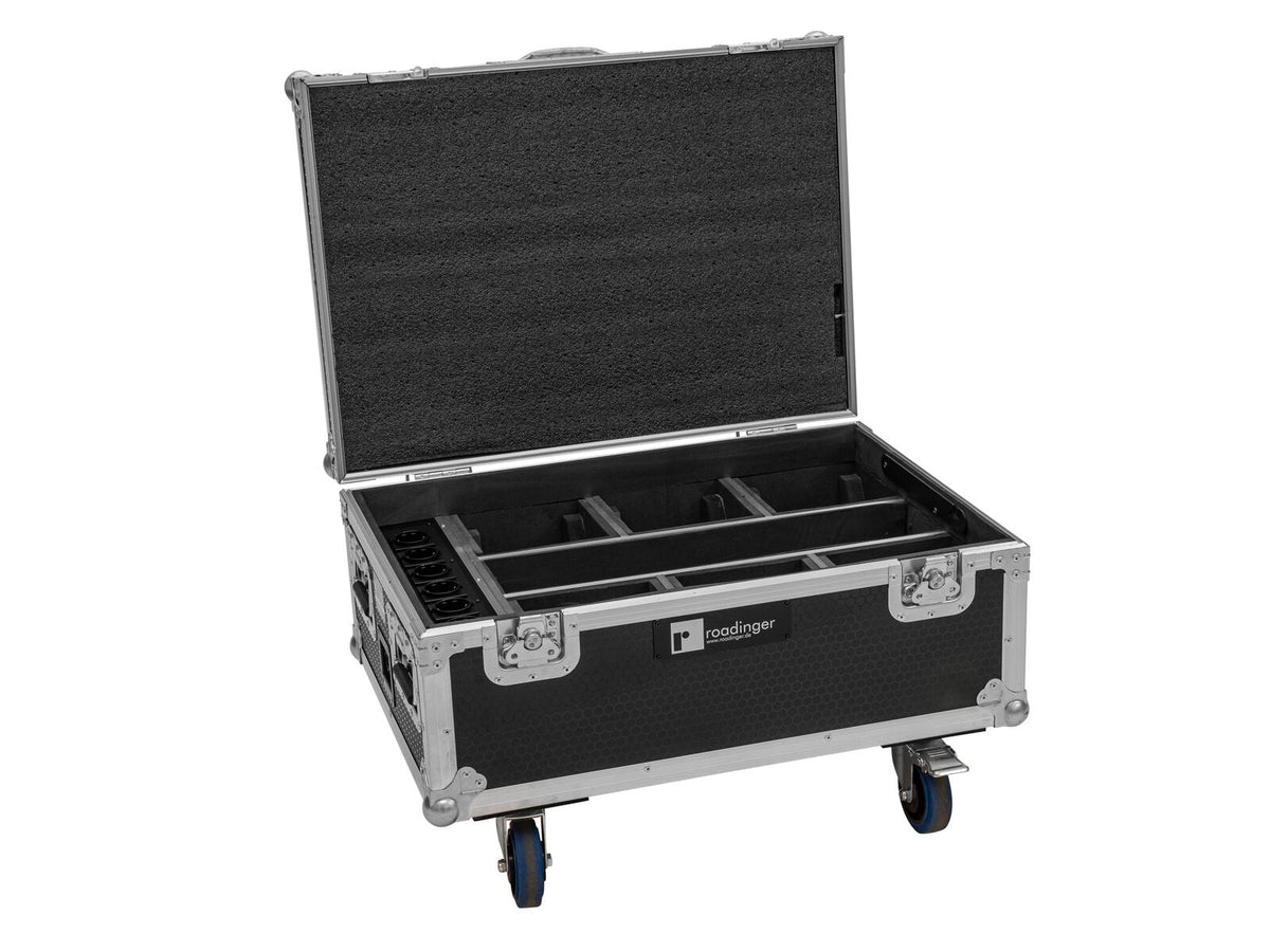 Roadinger Flightcase 6x AKKU IP TL-3 QCL Trusslight CRMX mit Ladefunktion und Rollen