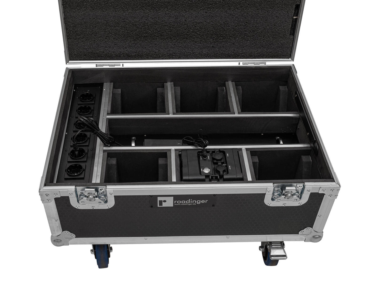 Roadinger Flightcase 6x AKKU IP TL-3 QCL Trusslight CRMX mit Ladefunktion und Rollen – Ansicht 5