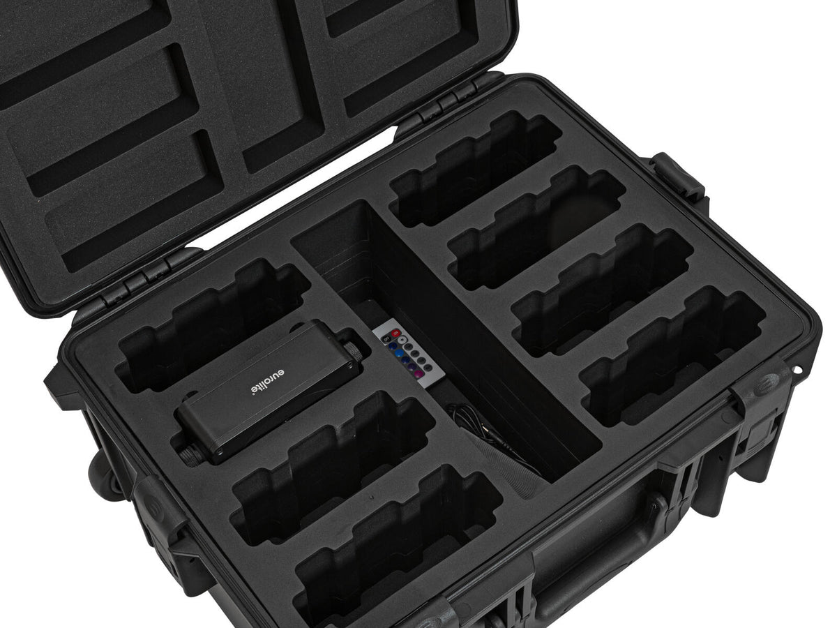 Roadinger Kunststoffcase für 8x AKKU Flat Light mit Trolley – Ansicht 7