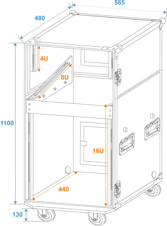 Roadinger Spezial-Stage-Case Profi mit Rollen – Ansicht 2
