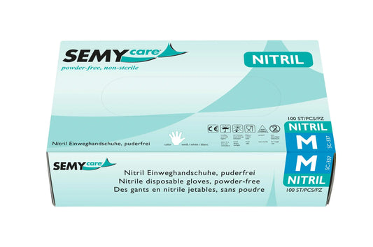 SemyCare Nitril-Einweghandschuhe weiß, puderfrei, 10 x 100 Stück