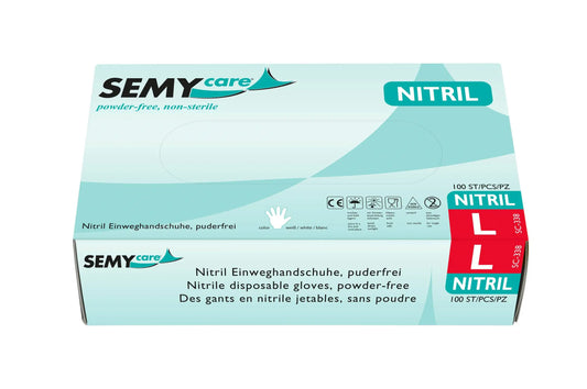 SemyCare Nitril-Einweghandschuhe weiß, puderfrei, 10 x 100 Stück
