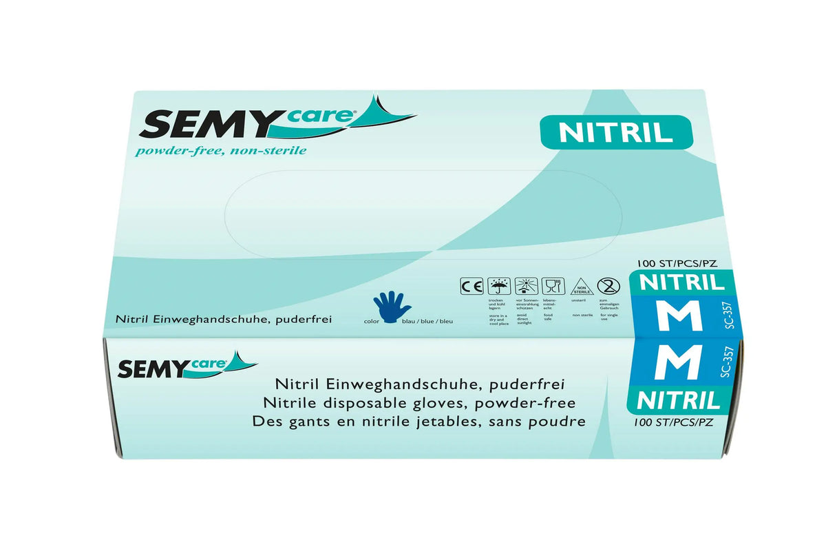 SemyCare Nitril-Einweghandschuhe blau, puderfrei, 10 x 100 Stück