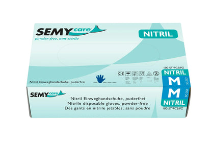 SemyCare Nitril-Einweghandschuhe blau, puderfrei, 10 x 100 Stück