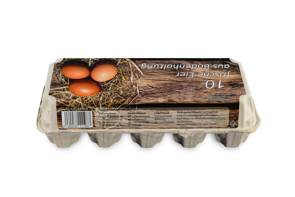 Funny 10er Eierverpackung, Bodenhaltung, weiß, 154 Stück je Umsack