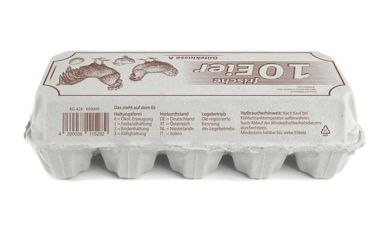 Funny Eierverpackung, 10 Frische Eier, weiß, 154 Stück je Umsack