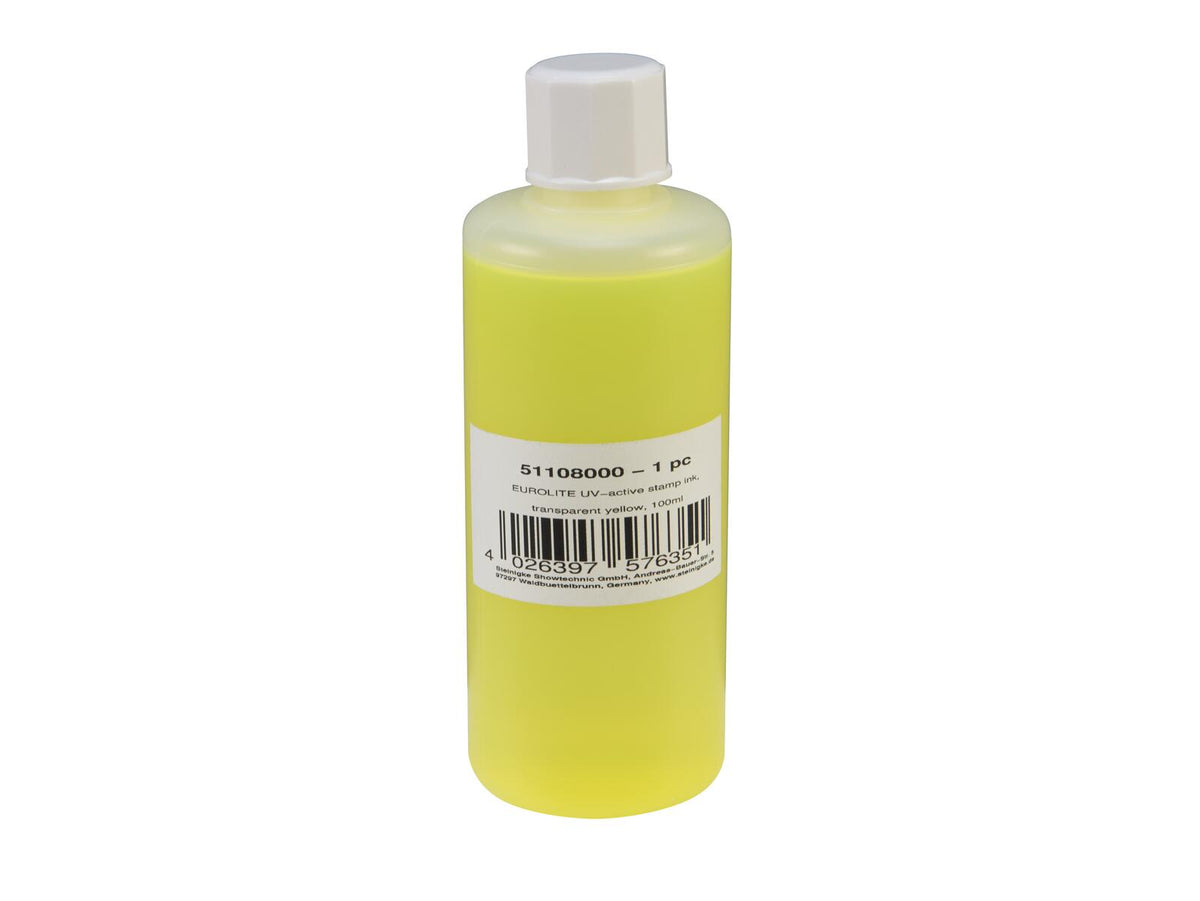 Eurolite UV-aktive Stempelfarbe, transparent gelb, 100ml
