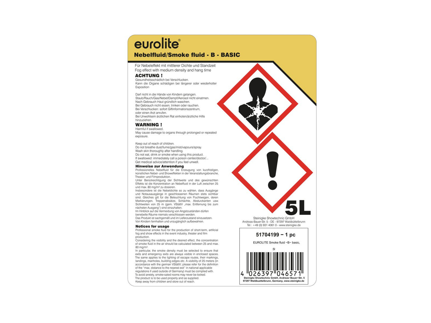EUROLITE Smoke Fluid -B- Basic, 5l Nebelfluid