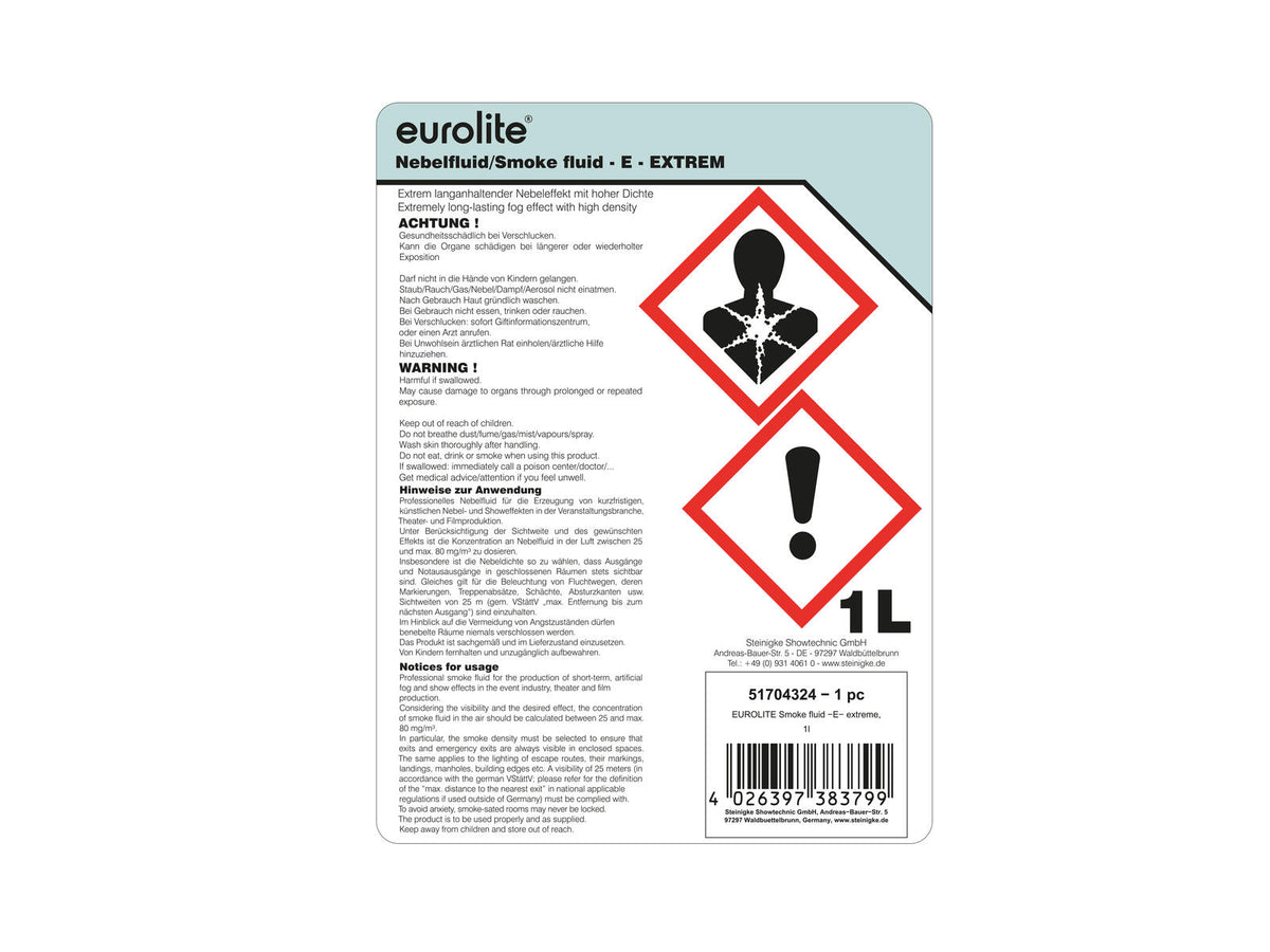 Eurolite SMOKE FLUID -E- Extrem, 1l, Nebelfluid – Ansicht 3