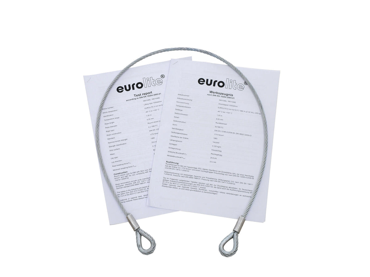 Eurolite Stahlseil 1000x6mm silber mit Kausche – Ansicht 2
