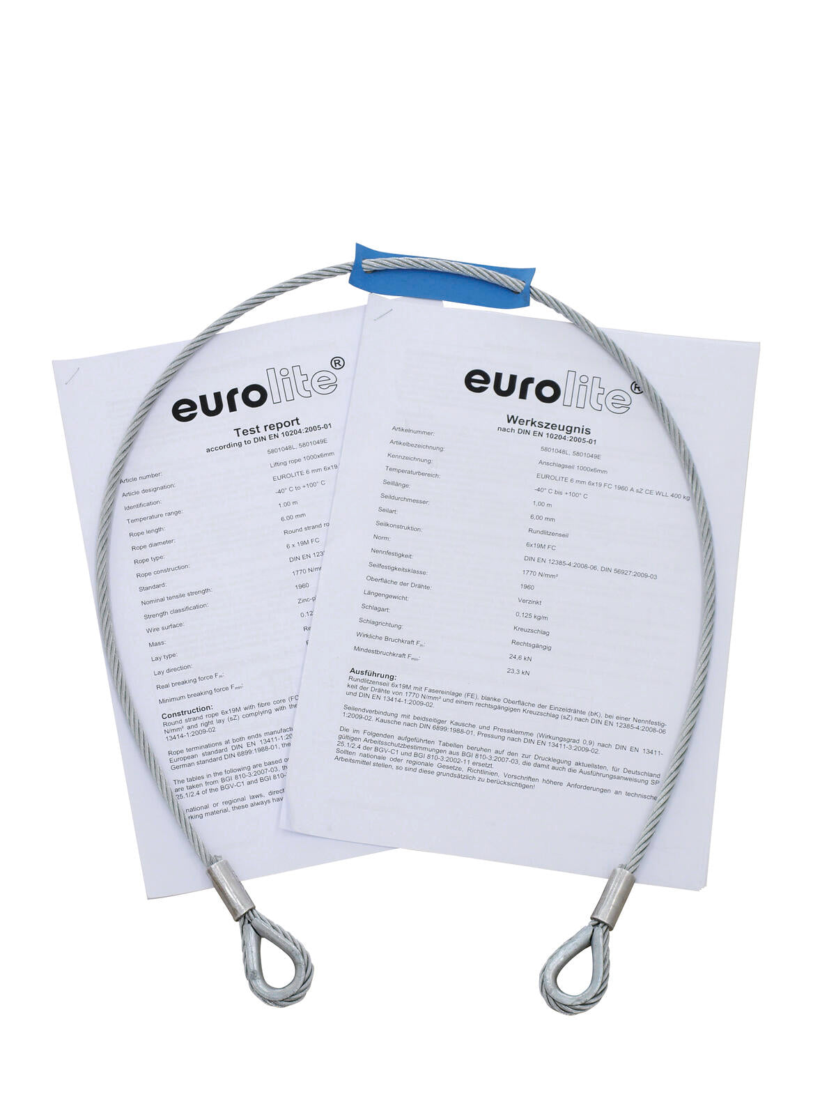 Eurolite Stahlseil 1000x6mm schwarz mit Kausche – Ansicht 2