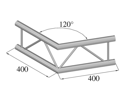 Alutruss DECOLOCK DQ2-SPAC22V 2-Weg Ecke 120° sw – Ansicht 2