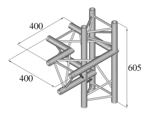 Alutruss DECOLOCK DQ3-SPAC44 4-Weg Ecke links sw – Ansicht 2