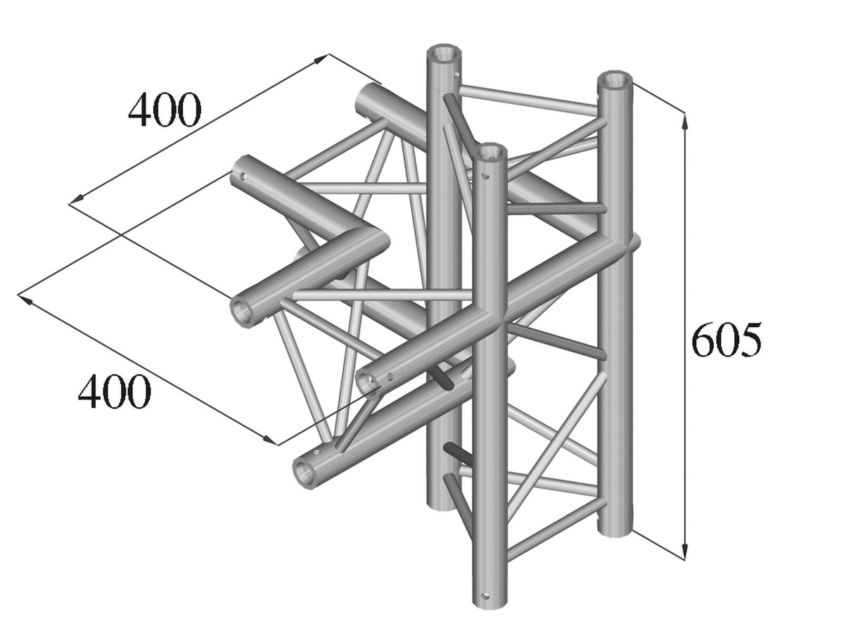 Alutruss DECOLOCK DQ3-SPAC45 4-Weg Ecke rechts sw – Ansicht 3
