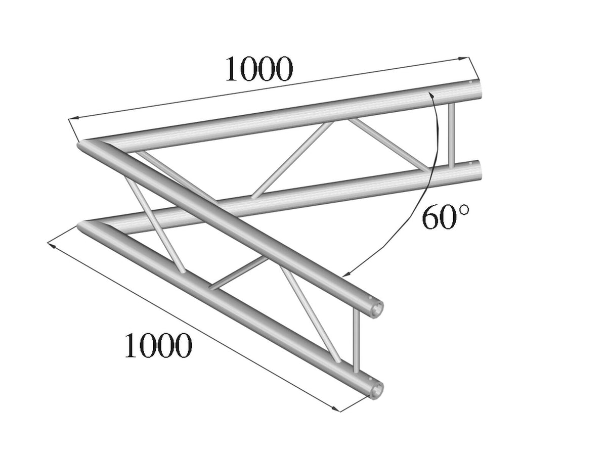 Alutruss BILOCK E-GL22 C20-V 2-Wege-Ecke 60° – Ansicht 2