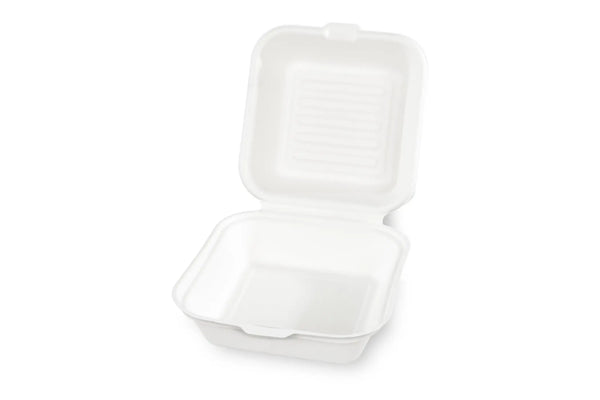 Sobsy Hamburgerbox, weiss, aus Zuckerrohr, 10 x 50 Stück
