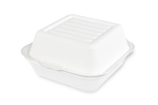 Sobsy Hamburgerbox, weiss, aus Zuckerrohr, 10 x 50 Stück
