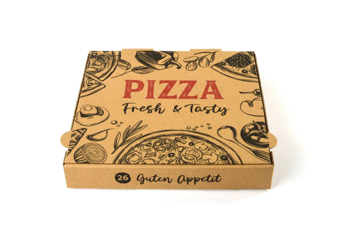 Sobsy Pizzakarton, 26 x 26 x 4 cm, braun, 100 Stück
