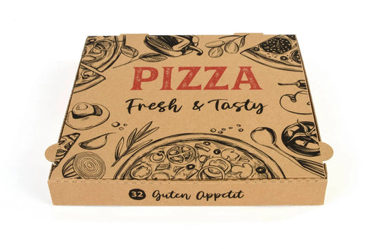 Sobsy Pizzakarton, 32 x 32 x 4 cm, braun, 100 Stück