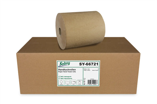 Sobsy Handtuchrolle Autocut 20 cm, 1-lagig, recycling braun, Ø 19 cm, 6 Rollen im Karton