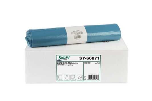 Sobsy LDPE-Regenerat Müllsäcke, blau, Typ 60, 120 l, 700 x 1.100 mm, 250 Stück
