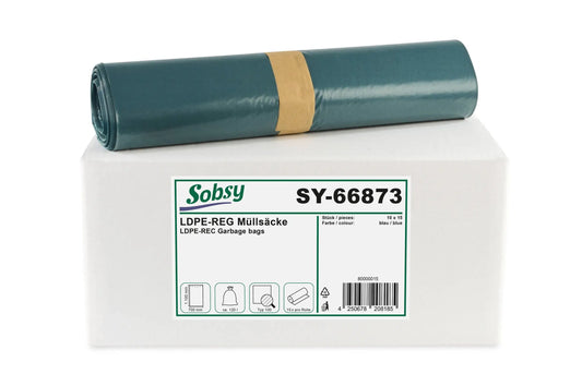 Sobsy LDPE-Regenerat Müllsäcke, blau, Typ 100, 120 l, 700 x 1.100 mm, 150 Stück