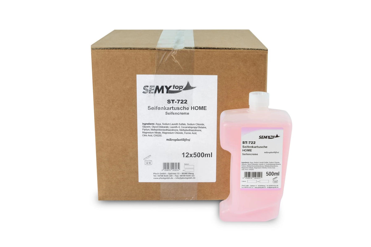 SemyTop Cremige Flüssigseife in Kartusche "Cream 500", rosa, 12 Stück à 500 ml