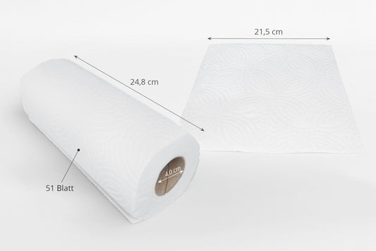 SemyTop Küchenrolle 3-lagig, 51 Blatt, Zellstoff weiß, 8 x 4 Rollen