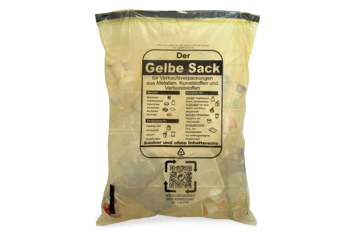 SemyTop LDPE-Regenerat Zugband Müllsäcke, gelb, ca. 90 Litermit schwarzem Druck "Der gelbe Sack", 260 Stück