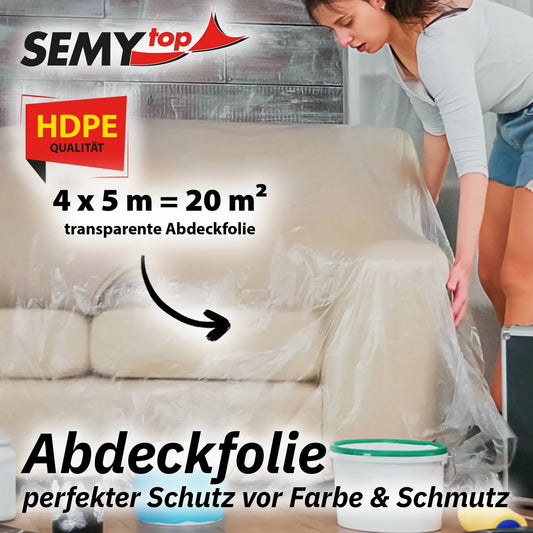 SemyTop Allzweckfolie transparent, 4 x 5 Meter, 50 Stück