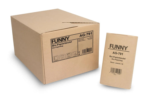 Funny Bio-Papierbeutel, 200+160x360mm, braun, 30 x 10 Stück, unbedruckt