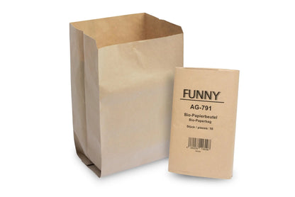 Funny Bio-Papierbeutel, 200+160x360mm, braun, 30 x 10 Stück, unbedruckt