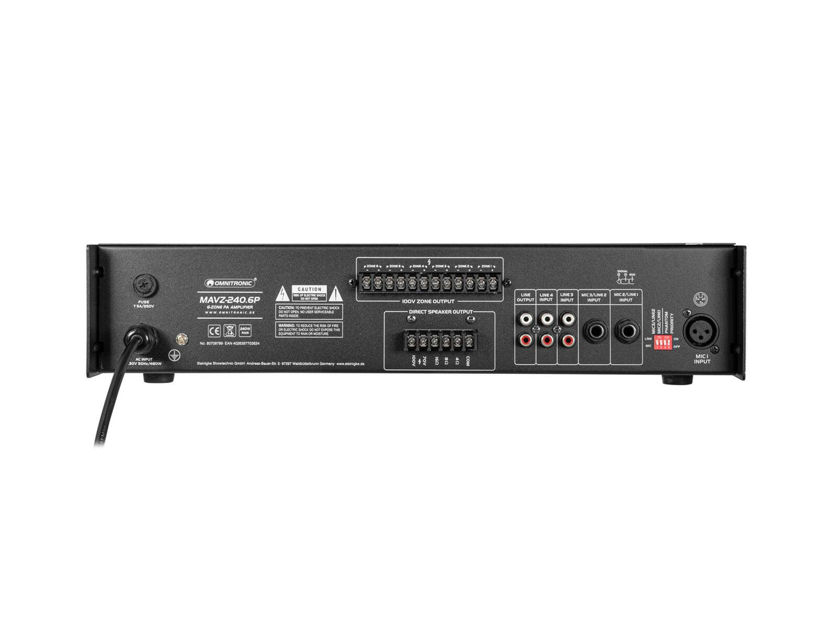 Omnitronic MAVZ-240.6P ELA-Mischverstärker – Ansicht 3