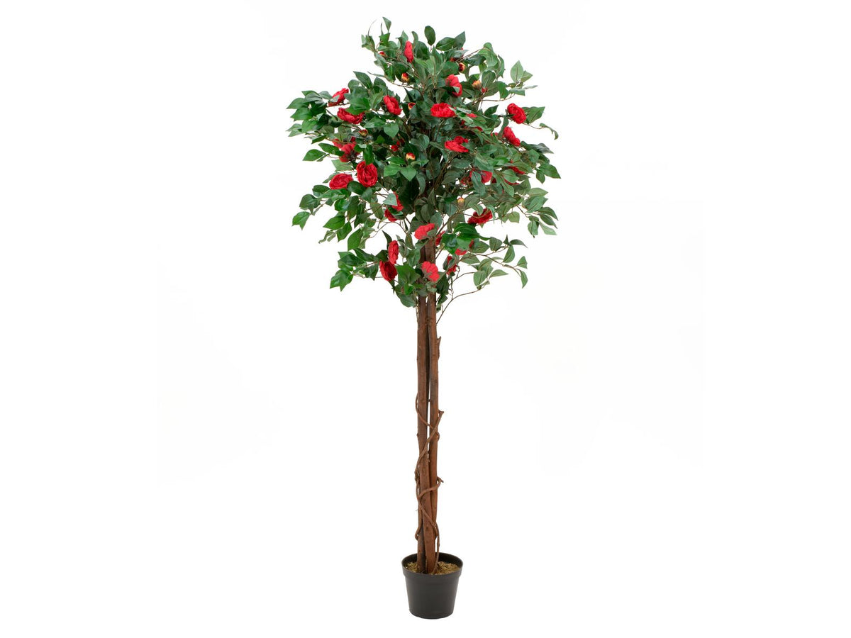 Europalms Kamelienbaum rot mit Topf, Kunstpflanze, 180cm – Ansicht 2