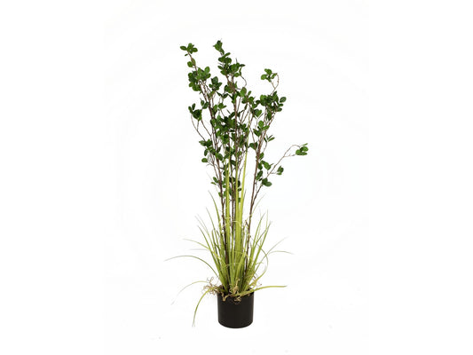 Europalms Immergrünstrauch mit Gras, Kunstpflanze, 120 cm