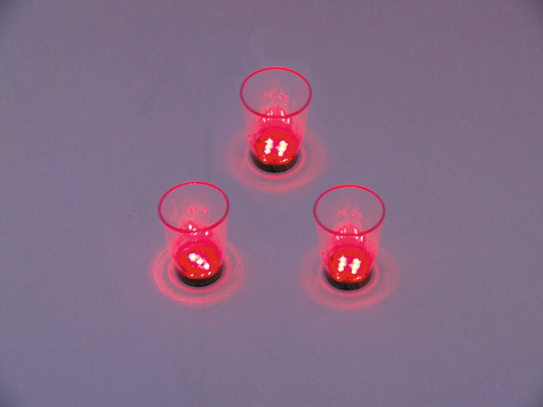Europalms LED-Glas 2cl mit Würfelspiel, rot, 3x