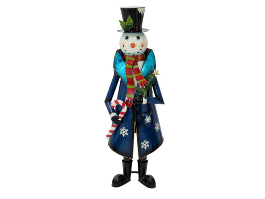 Europalms Schneemann mit Mantel, Metall, 150cm, blau