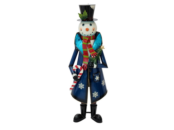 Europalms Schneemann mit Mantel, Metall, 150cm, blau